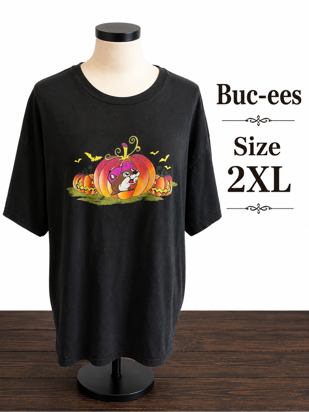 Buc-ee’s Halloween Graphic Tee 2XL Black Double Sided Haunt It Shirt